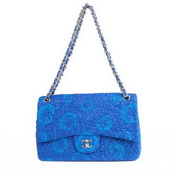 High Quality Knockoff Chanel 2.55 Series Rose Flap Bag 3706 Blue Silver
